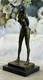 100% Bronze Sculpture Of A Nude Girl, Special Patina, Signed, In Marble, Gift