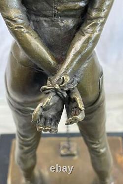 100% Bronze Sculpture of a Nude Girl, Special Patina, Signed, in Marble, Gift