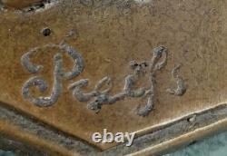 100% Signed Bronze Statue of Baby Girl on Stage Marble Figurine