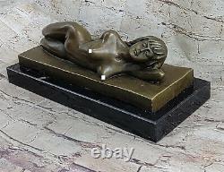 12 Art Deco Nude Female Figure Bronze Statue Sculpture Signed Marble Base