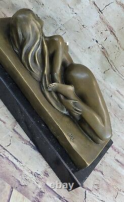 12 Art Deco Nude Female Figure Bronze Statue Sculpture Signed Marble Base