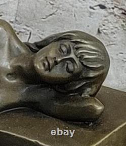 12 Art Deco Nude Female Figurine Bronze Statue Sculpture Signed Marble Base