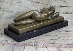 12 Art Deco Nude Female Figurine Bronze Statue Sculpture Signed Marble Base