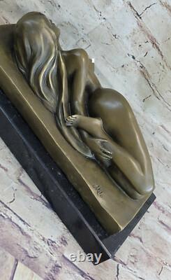 12 Art Deco Nude Female Figurine Bronze Statue Sculpture Signed Marble Base