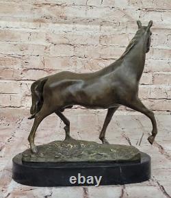 12 Signed Pure Copper Bronze Marble Simple Horse Racing Compete Art Deco