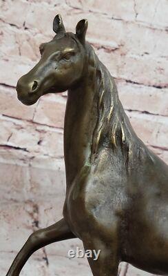 12 Signed Pure Copper Bronze Marble Simple Horse Racing Compete Art Deco