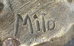 12 Signed Pure Copper Bronze Marble Simple Horse Racing Compete Art Deco