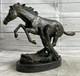 17 Signed Pure Copper Bronze And Marble Racing Horse Art Statue