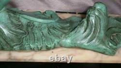 1930s spelter with bronze patina, two seagulls, signed Ch. RUCHOT, marble base