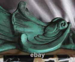 1930s spelter with bronze patina, two seagulls, signed Ch. RUCHOT, marble base