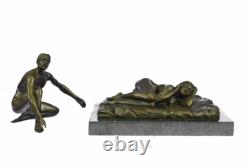 2 Original Pieces Signed The Having Sex Couple Bronze Sculpture Marble Statue