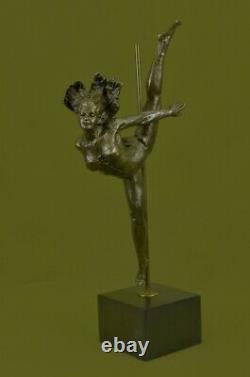 20 Bronze Signage Statue Gymnast Art Deco Nude Sculpture On Marble Figurine