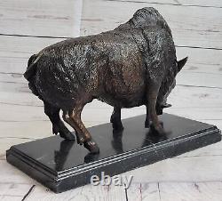 8.2kg Art Statue Signed Bronze Marble Wild Boar Pig Ampère Dog War