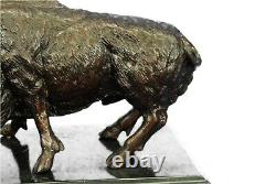 8.2kg Signed Art Bronze Statue Wild Marble Boar Pig - Hunting Dog War