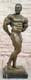 Abstract Bronze Muscular Modern Art Man Chair Statue With Marble Base, Signed