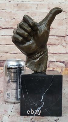 Abstract Modern Art OK Gesture Sign Bronze Sculpture Marble Base Sale