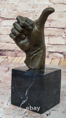 Abstract Modern Art OK Gesture Sign Bronze Sculpture Marble Base Sale