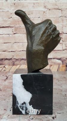 Abstract Modern Art OK Gesture Sign Bronze Sculpture Marble Base Sale