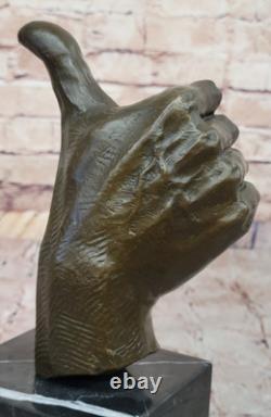 Abstract Modern Art OK Gesture Sign Bronze Sculpture Marble Base Sale