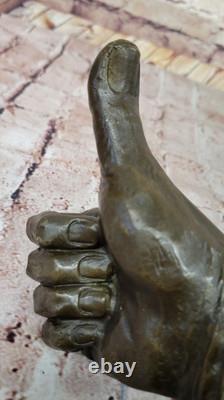 Abstract Modern Art OK Gesture Sign Bronze Sculpture Marble Base Sale