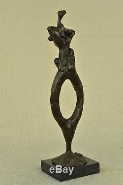 Abstract Modernist Sculpture Signed Bronze Male Flesh MID Century Marble