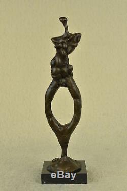 Abstract Modernist Sculpture Signed Bronze Male Flesh MID Century Marble