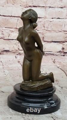 Abstract Nude Female Bronze and Marble Art Sculpture Signed by Jean Patoue