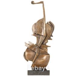 Abstract Violin Sculpture in Bronze on Black Marble after Salvador Dali