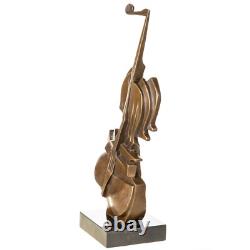 Abstract Violin Sculpture in Bronze on Black Marble after Salvador Dali