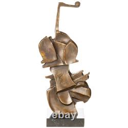 Abstract Violin Sculpture in Bronze on Black Marble after Salvador Dali