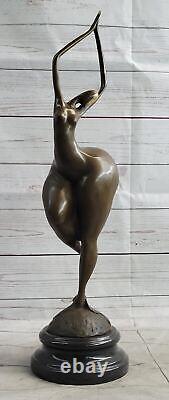 Abstract Woman Signed Milo Handcrafted Cast Sculpture Marble Base Figurine