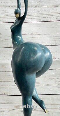 Abstract Woman Signed Milo Handmade Cast Sculpture Marble Base Figurine