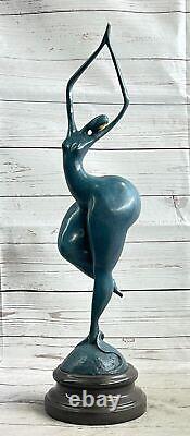 Abstract Woman Signed Milo Handmade Cast Sculpture Marble Figurine Base