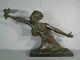 Allegory Speed Bust Mermoz Ancient Bronze Sculpture Signed Frederic C. Focht