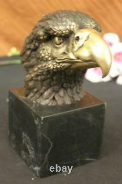 American Bald Patriotic Flying Eagle Signed Artistic Bronze Marble Statue
