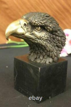 American Bald Patriotic Flying Eagle Signed Artistic Bronze Marble Statue