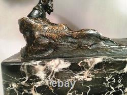 Ancient 19th Century Russian Bronze Cossack Marble Base Signed