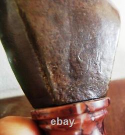 Ancient BRONZE signed WAAGEN, Old FISHERMEN Couple, marble base, paperweight