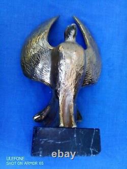 Ancient Bronze Animal Art Signed on Marble Base for Sale