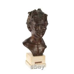 Ancient Bronze Bust Signed Vincenzo Cinque Italy 20th Century