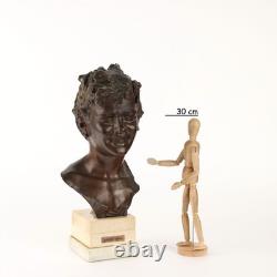 Ancient Bronze Bust Signed Vincenzo Cinque Italy 20th Century