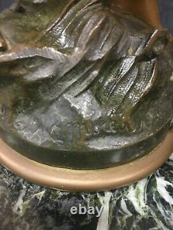 Ancient Bronze Marble Pendule And Statue Regulates The Messenger Signed A Moreau