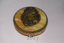 Ancient Marble And Bronze Inkring Signed