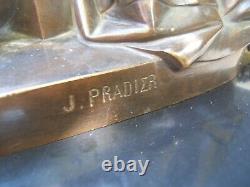 Ancient Marble Bronze Clock Signed JAMES PRADIER Statue 1790-1852 Pieta