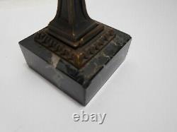 Ancient Seal Cachet Statue Young Bronze Woman Signee Roland With Marble Base