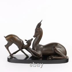 Ancient Stags Signed Sirio Tofanari in Bronze from the 20th Century