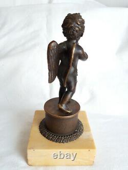 Angelot En Bronze Sur Socle En Marbre, Napoleon Iii, Beautiful Finesse, Unsigned