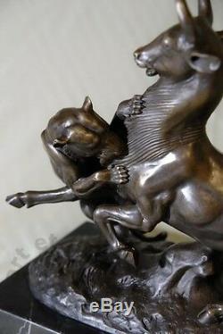 Animal Art, Sculpture By Edouard. Delabrierre, Bronze And Marble