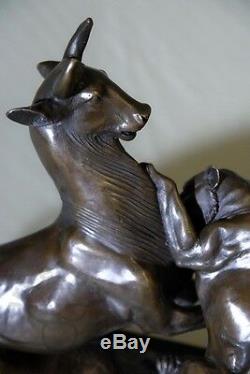 Animal Art, Sculpture By Edouard. Delabrierre, Bronze And Marble