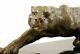 Animal Figurine Bronze Xxl Panther On Marble Signed Milo